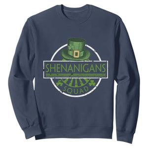 Funny St Patrick's Day Shenanigans Squad Sweatshirt Shamrock TS11 Navy Print Your Wear