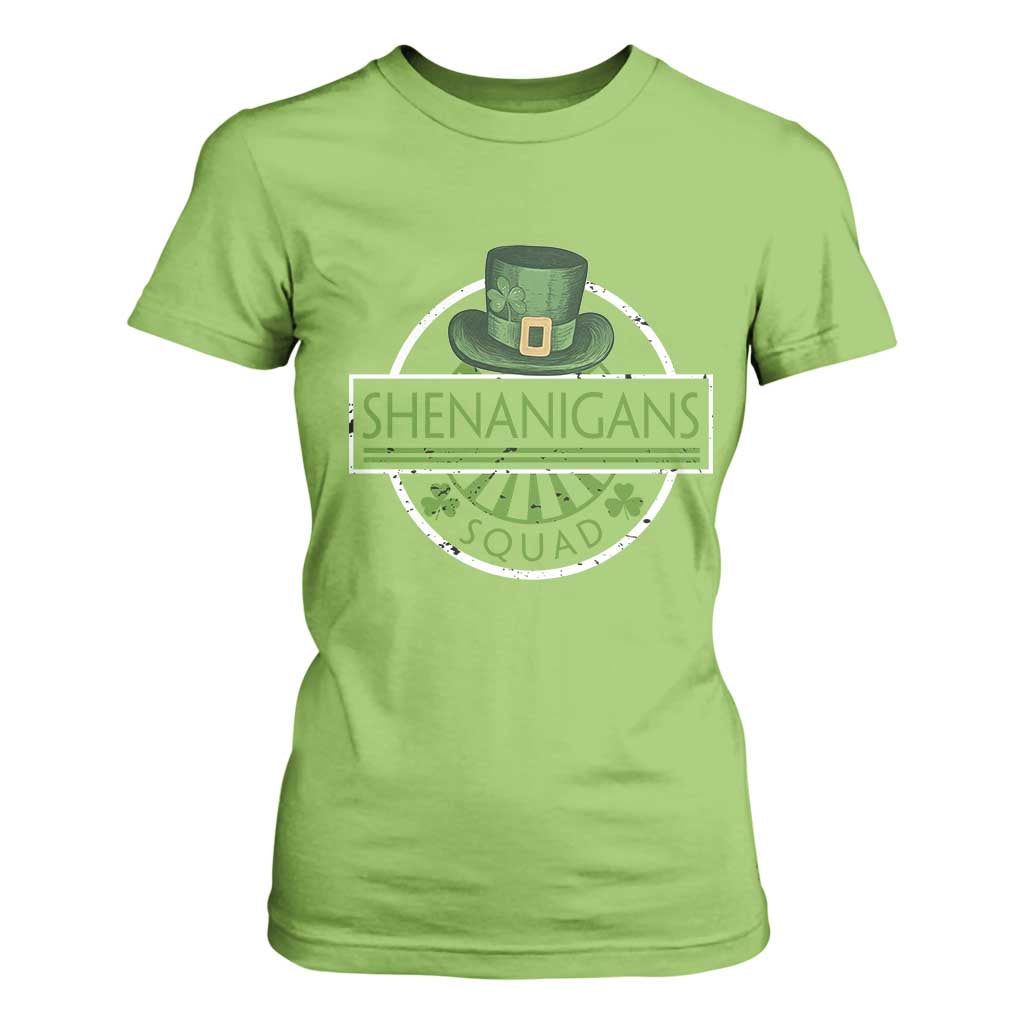 Funny St Patrick's Day Shenanigans Squad T Shirt For Women Shamrock TS11 Lime Print Your Wear