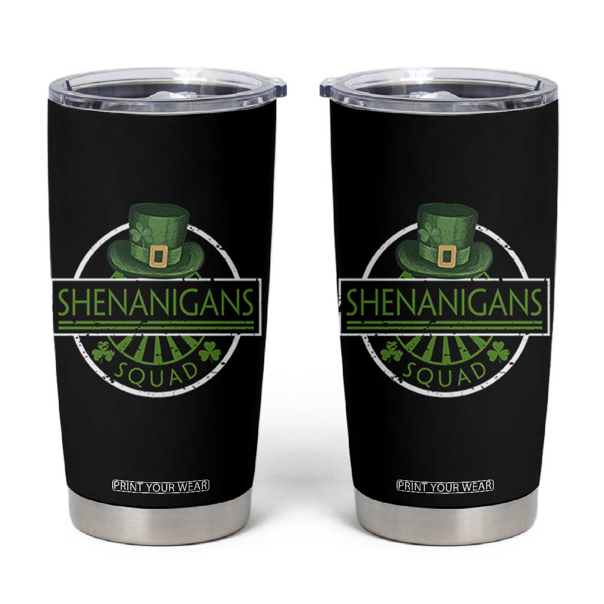 Funny St Patrick's Day Shenanigans Squad Tumbler Cup Shamrock TS11 Black Print Your Wear