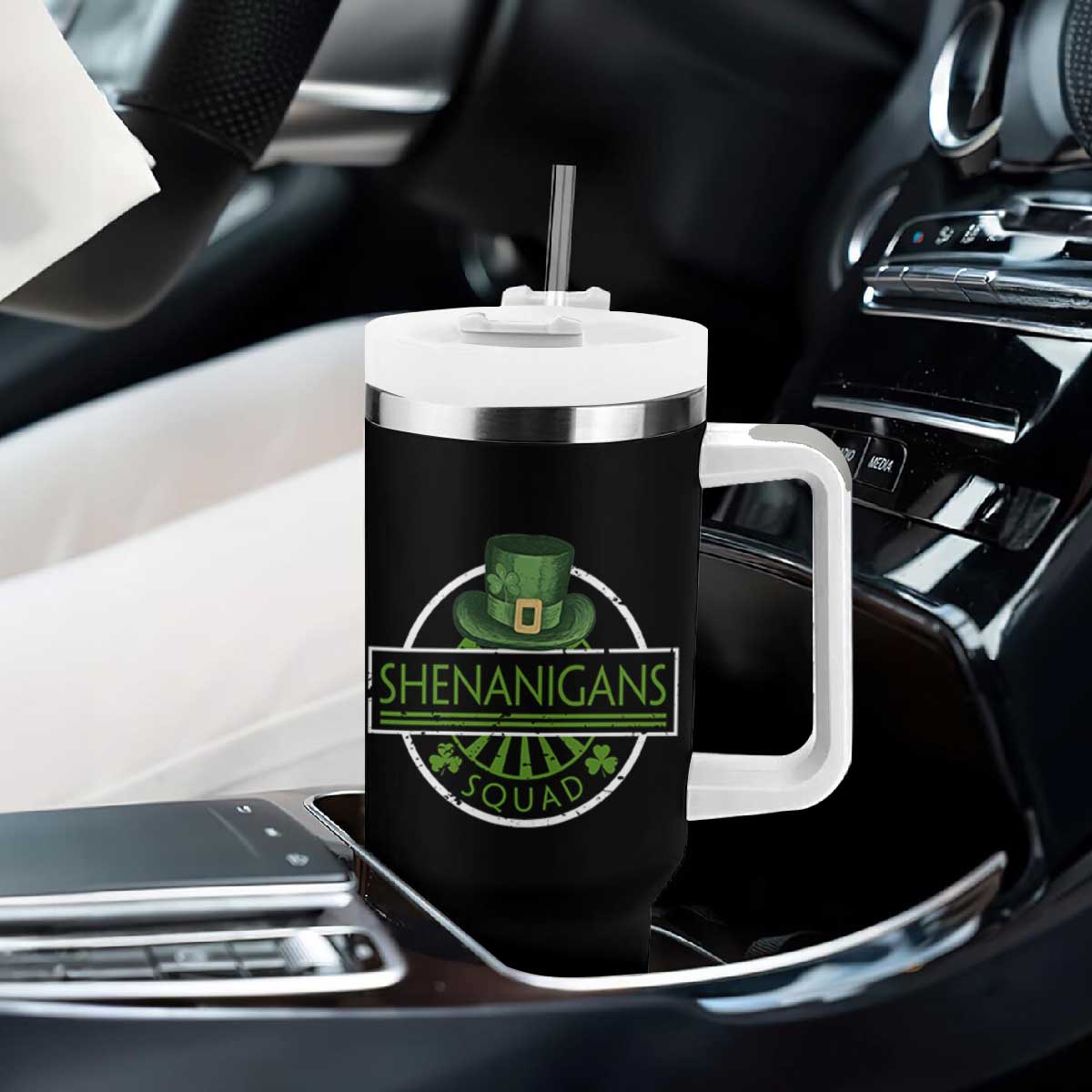 Funny St Patrick's Day Shenanigans Squad Tumbler With Handle Shamrock TS11 Print Your Wear