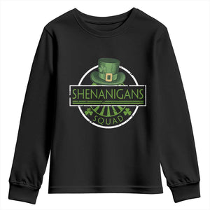 Funny St Patrick's Day Shenanigans Squad Youth Sweatshirt Shamrock TS11 Black Print Your Wear