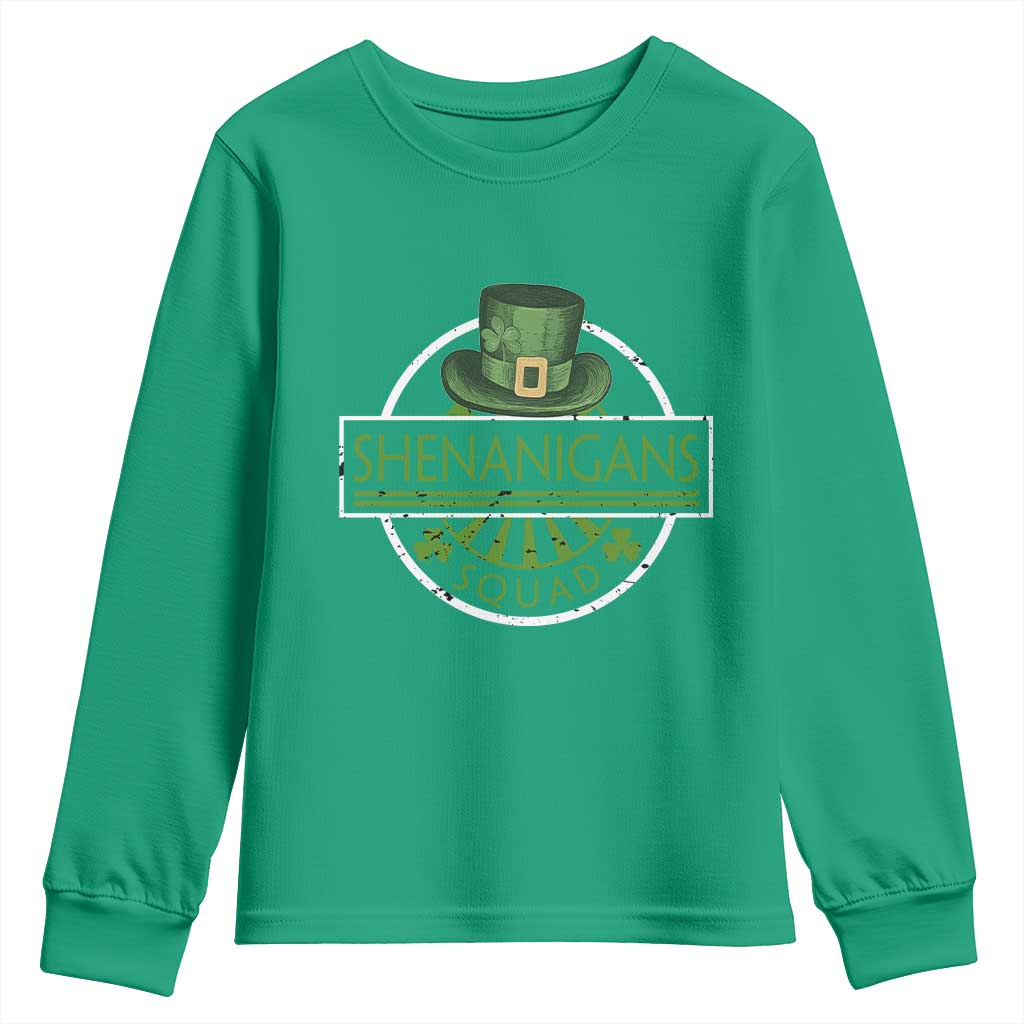 Funny St Patrick's Day Shenanigans Squad Youth Sweatshirt Shamrock TS11 Irish Green Print Your Wear
