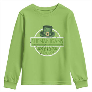 Funny St Patrick's Day Shenanigans Squad Youth Sweatshirt Shamrock TS11 Lime Print Your Wear