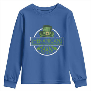 Funny St Patrick's Day Shenanigans Squad Youth Sweatshirt Shamrock TS11 Royal Blue Print Your Wear