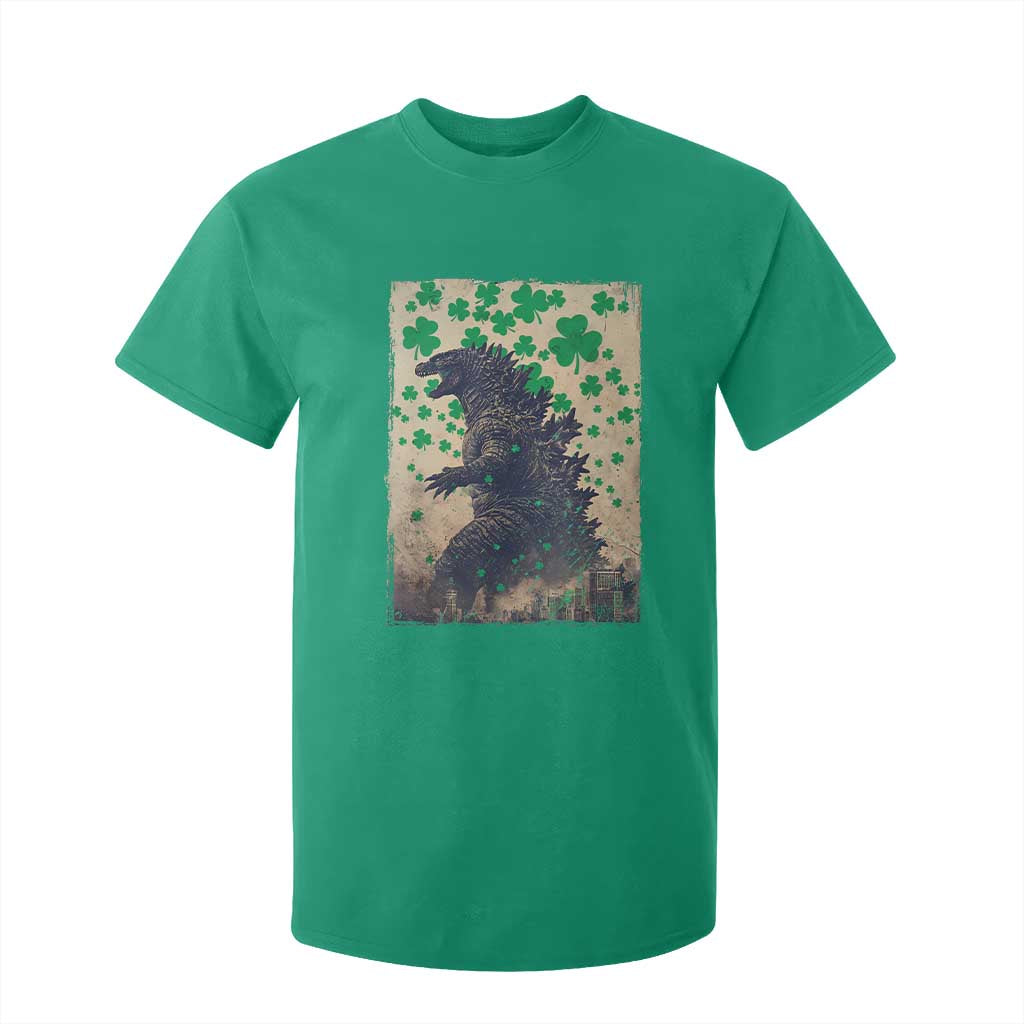Funny St Patrick's Day Japanese Giant Monster T Shirt For Kid Vintage Shamrock TS11 Irish Green Print Your Wear