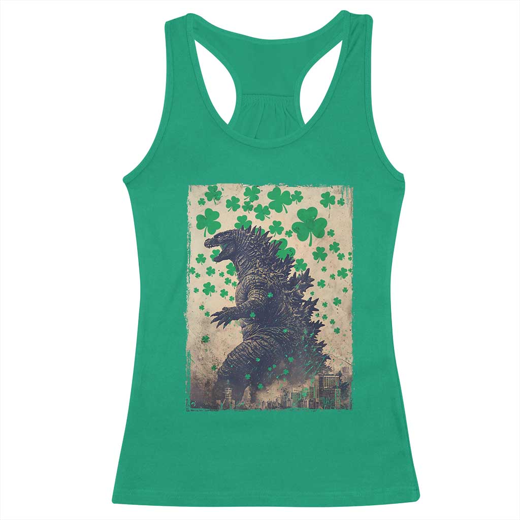 Funny St Patrick's Day Japanese Giant Monster Racerback Tank Top Vintage Shamrock TS11 Irish Green Print Your Wear