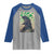 Funny St Patrick's Day Japanese Giant Monster Raglan Shirt Vintage Shamrock TS11 Sport Gray Royal Print Your Wear