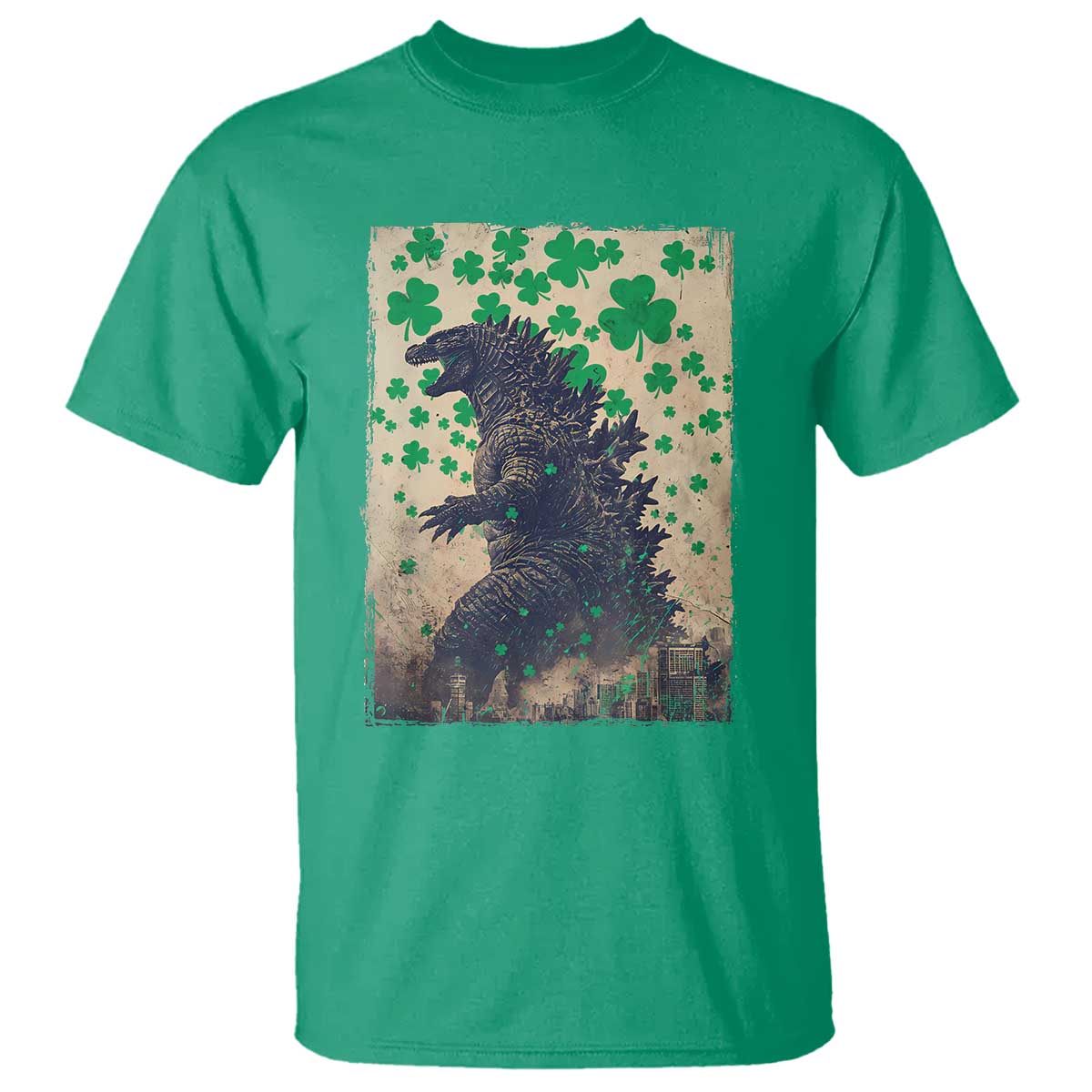 Funny St Patrick's Day Japanese Giant Monster T Shirt Vintage Shamrock TS11 Irish Green Print Your Wear