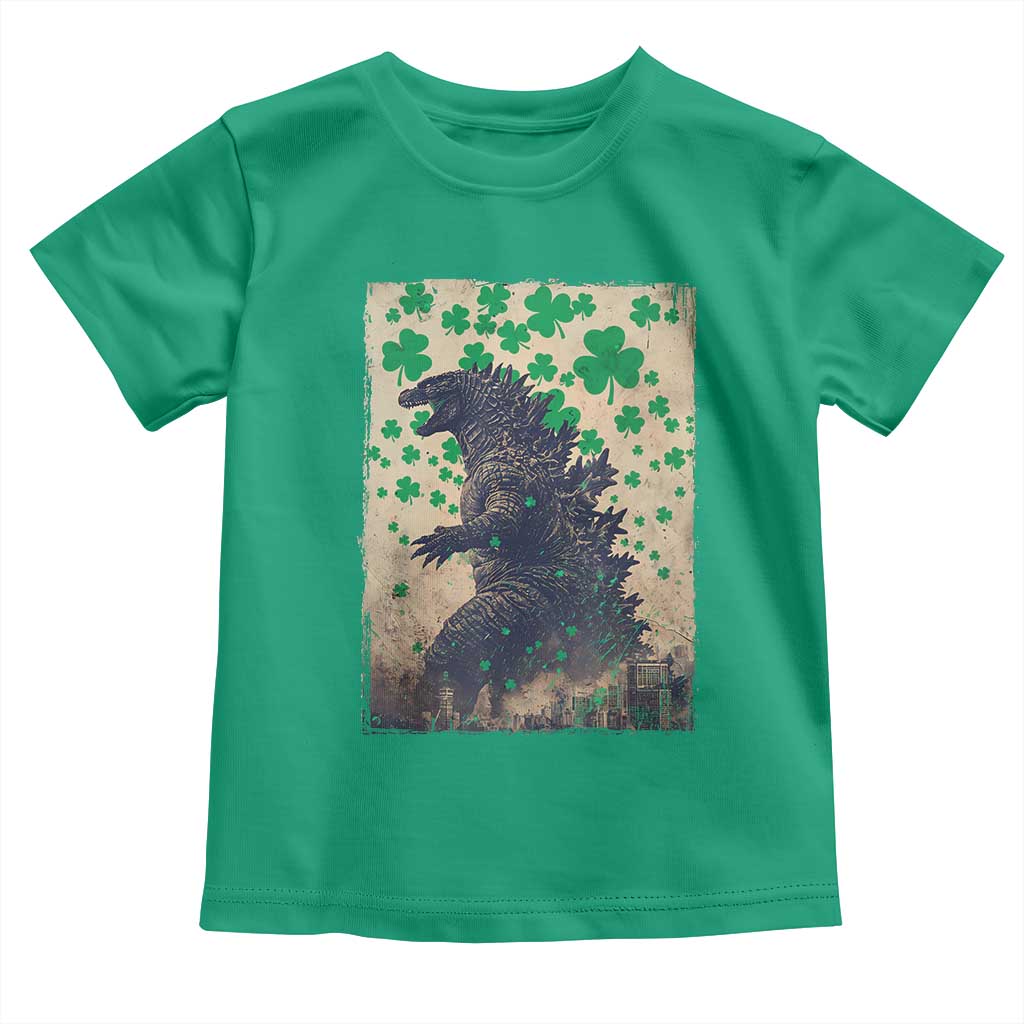 Funny St Patrick's Day Japanese Giant Monster Toddler T Shirt Vintage Shamrock TS11 Irish Green Print Your Wear