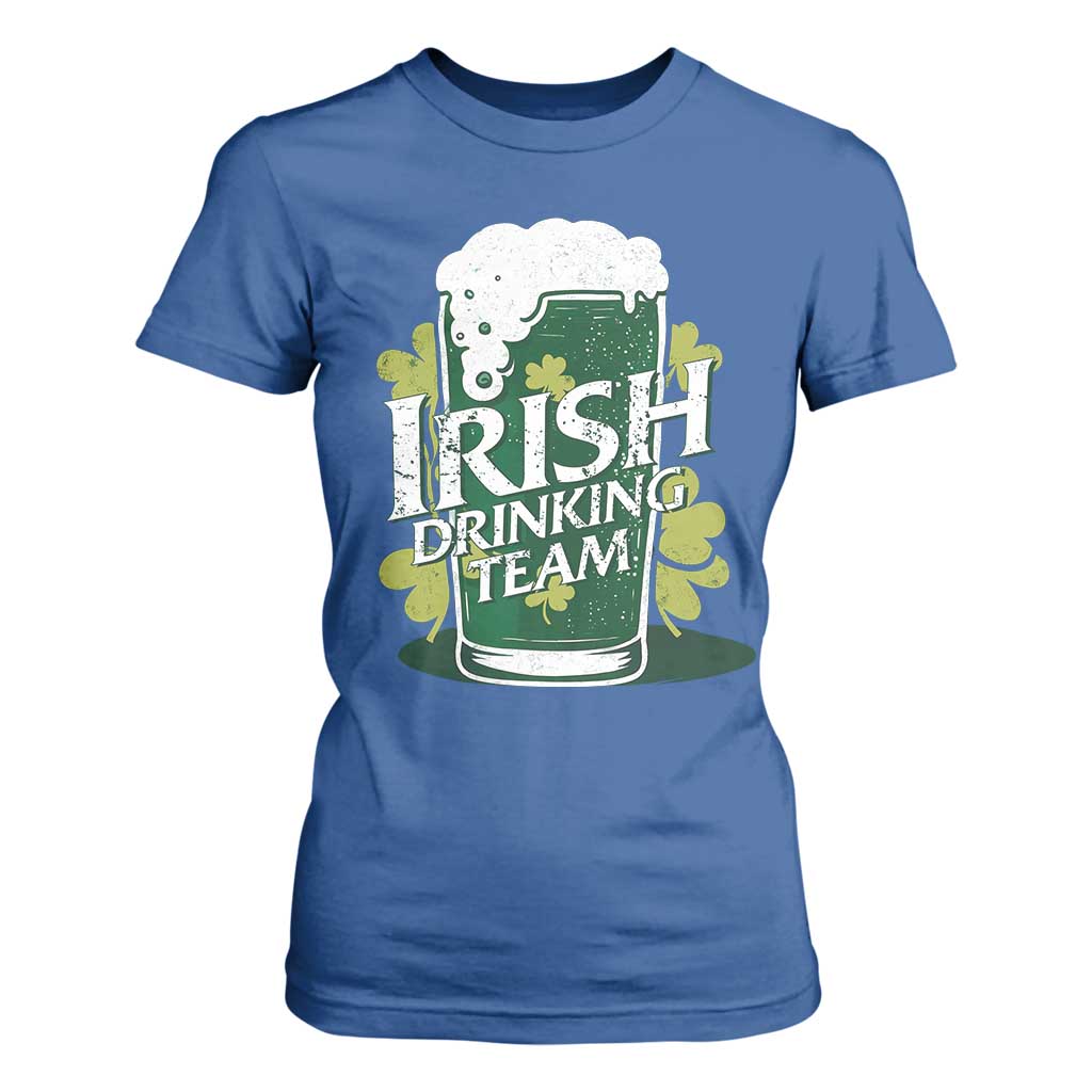 Funny St Patrick's Day Irish Beer Drinking T Shirt For Women Irish Drinking Team Green Beer Shamrock TS11 Royal Blue Print Your Wear