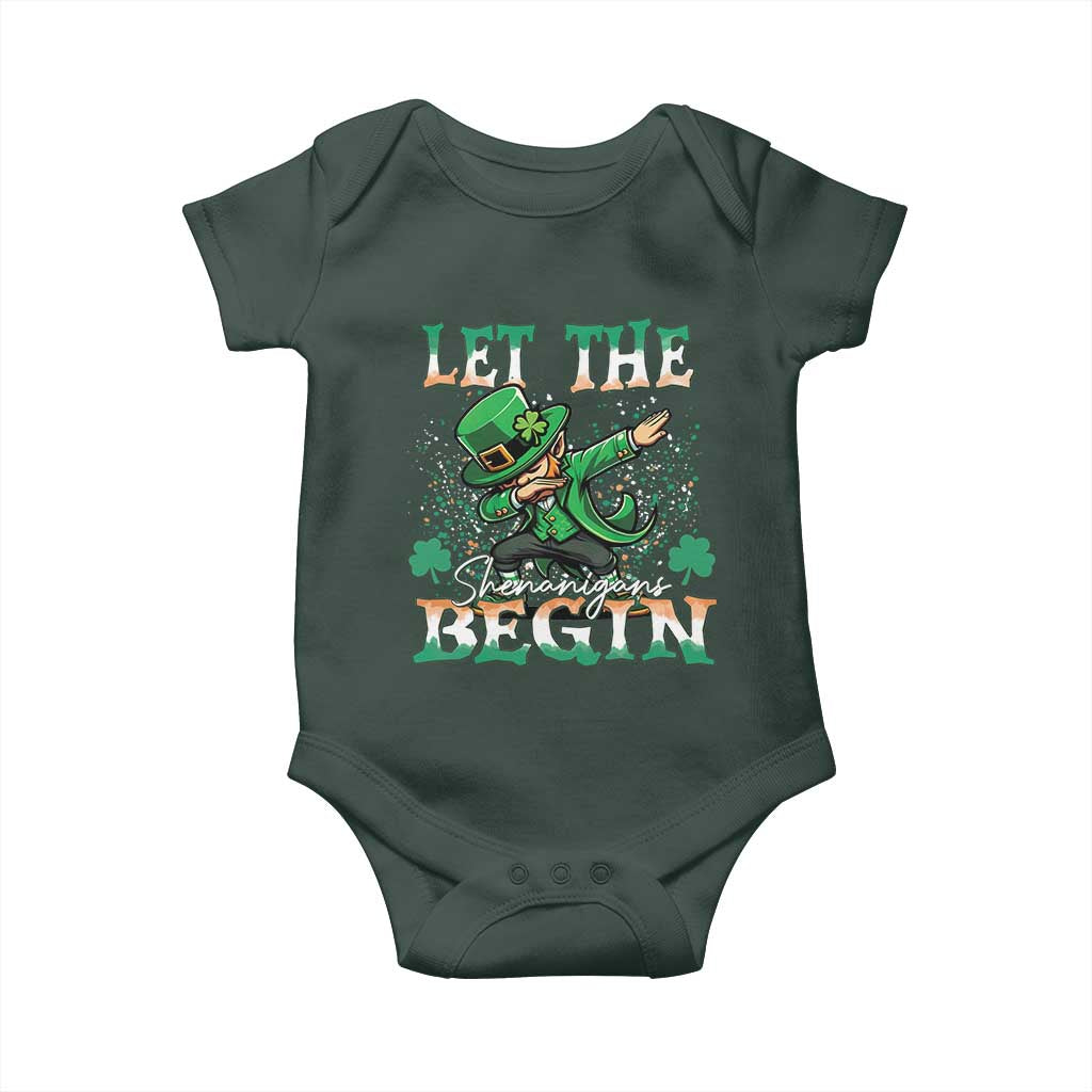 Funny Let The Shenanigans Begin Baby Onesie Dabbing Leprechaun St Patrick's Day TS11 Print Your Wear