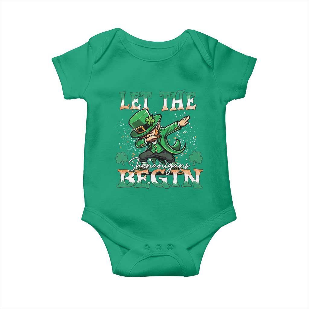 Funny Let The Shenanigans Begin Baby Onesie Dabbing Leprechaun St Patrick's Day TS11 Irish Green Print Your Wear