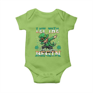 Funny Let The Shenanigans Begin Baby Onesie Dabbing Leprechaun St Patrick's Day TS11 Lime Print Your Wear