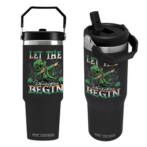 Funny Let The Shenanigans Begin Flip Straw Tumbler Dabbing Leprechaun St Patrick's Day TS11 One Size: 30 oz Black Print Your Wear