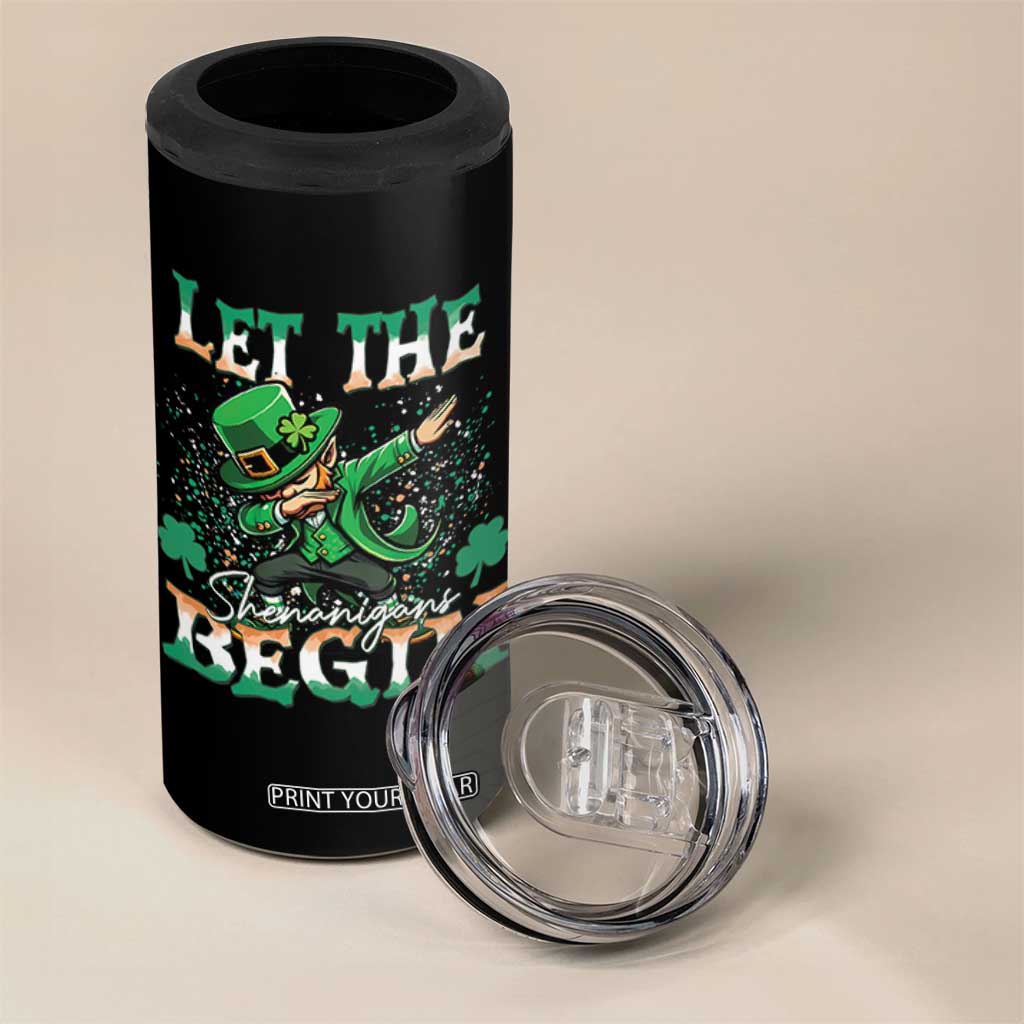 Funny Let The Shenanigans Begin 4 in 1 Can Cooler Tumbler Dabbing Leprechaun St Patrick's Day TS11 Print Your Wear