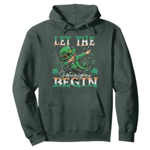 Funny Let The Shenanigans Begin Hoodie Dabbing Leprechaun St Patrick's Day TS11 Dark Forest Green Print Your Wear