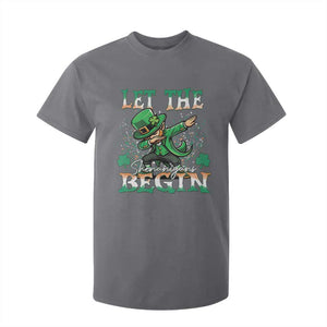 Funny Let The Shenanigans Begin T Shirt For Kid Dabbing Leprechaun St Patrick's Day TS11 Charcoal Print Your Wear