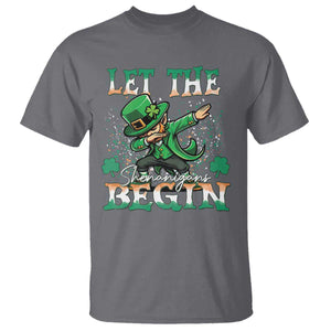 Funny Let The Shenanigans Begin T Shirt Dabbing Leprechaun St Patrick's Day TS11 Charcoal Print Your Wear