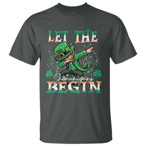 Funny Let The Shenanigans Begin T Shirt Dabbing Leprechaun St Patrick's Day TS11 Dark Heather Print Your Wear