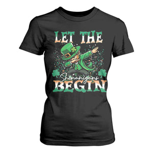 Funny Let The Shenanigans Begin T Shirt For Women Dabbing Leprechaun St Patrick's Day TS11 Black Print Your Wear