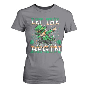 Funny Let The Shenanigans Begin T Shirt For Women Dabbing Leprechaun St Patrick's Day TS11 Charcoal Print Your Wear