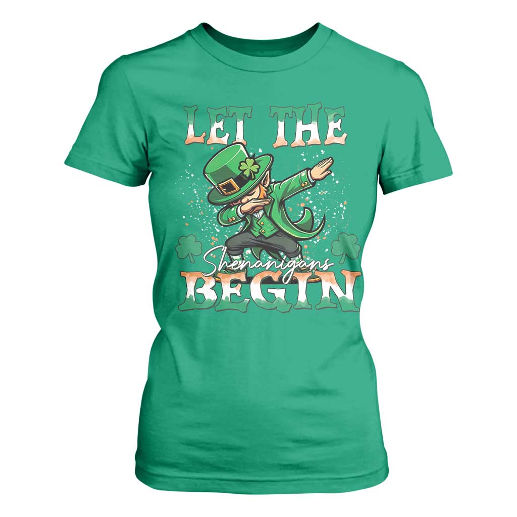 Funny Let The Shenanigans Begin T Shirt For Women Dabbing Leprechaun St Patrick's Day TS11 Irish Green Print Your Wear