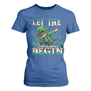 Funny Let The Shenanigans Begin T Shirt For Women Dabbing Leprechaun St Patrick's Day TS11 Royal Blue Print Your Wear
