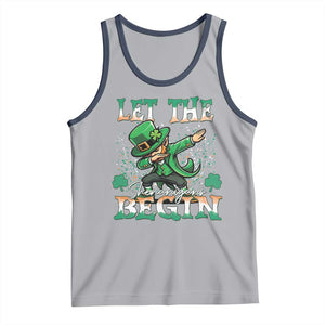 Funny Let The Shenanigans Begin Tank Top Dabbing Leprechaun St Patrick's Day TS11 Athletic Heather Navy Print Your Wear