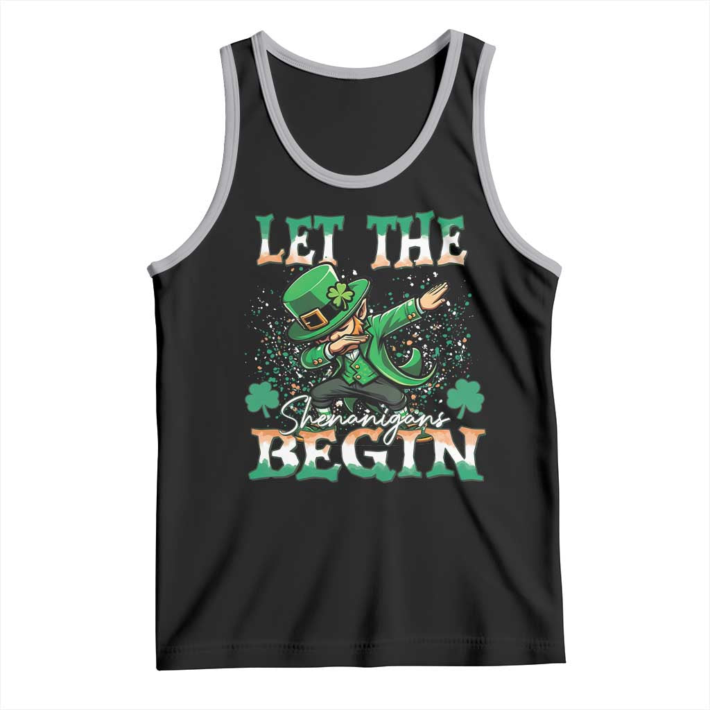 Funny Let The Shenanigans Begin Tank Top Dabbing Leprechaun St Patrick's Day TS11 Black Athletic Heather Print Your Wear