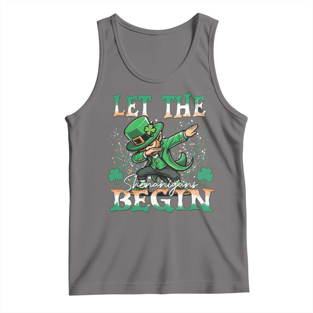 Funny Let The Shenanigans Begin Tank Top Dabbing Leprechaun St Patrick's Day TS11 Deep Heather Print Your Wear