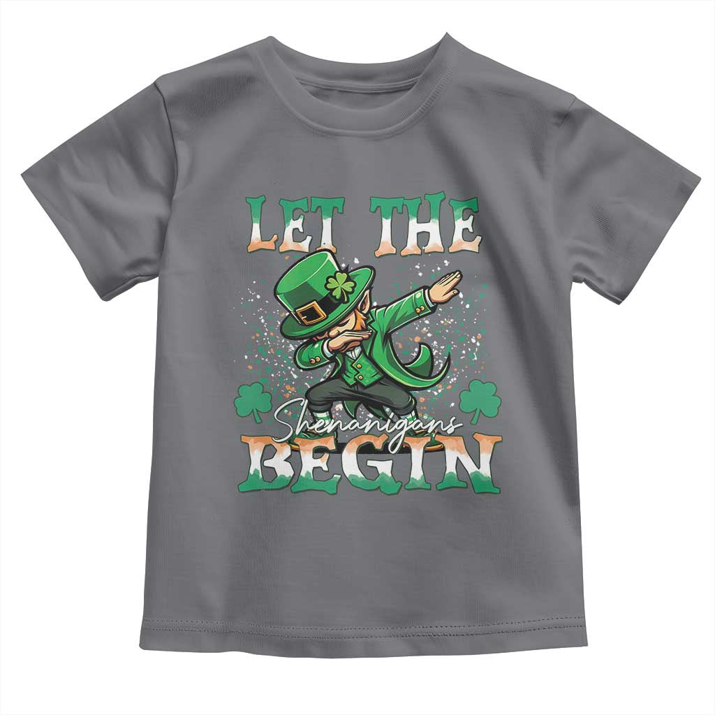 Funny Let The Shenanigans Begin Toddler T Shirt Dabbing Leprechaun St Patrick's Day TS11 Charcoal Print Your Wear