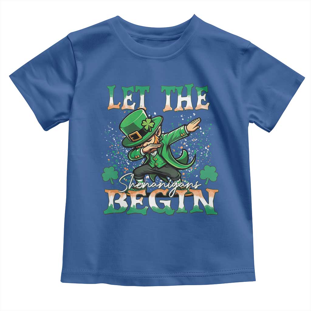 Funny Let The Shenanigans Begin Toddler T Shirt Dabbing Leprechaun St Patrick's Day TS11 Royal Blue Print Your Wear