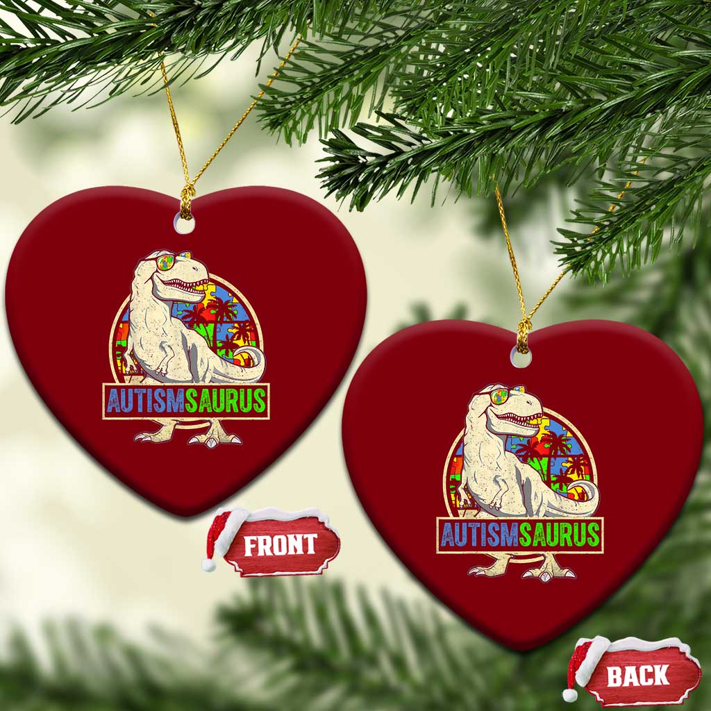 Funny Autism Awareness Dinosaur Ceramic Ornament Autismsaurus Puzzle Pieces TS11 Print Your Wear