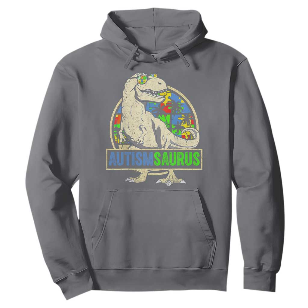 Funny Autism Awareness Dinosaur Hoodie Autismsaurus Puzzle Pieces TS11 Charcoal Print Your Wear