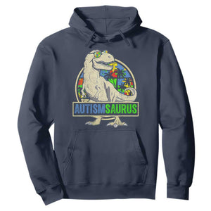 Funny Autism Awareness Dinosaur Hoodie Autismsaurus Puzzle Pieces TS11 Navy Print Your Wear