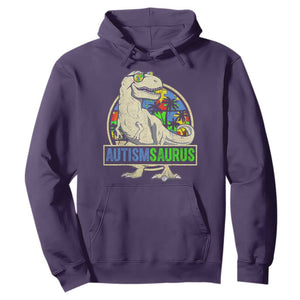 Funny Autism Awareness Dinosaur Hoodie Autismsaurus Puzzle Pieces TS11 Purple Print Your Wear