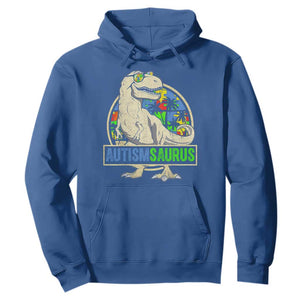 Funny Autism Awareness Dinosaur Hoodie Autismsaurus Puzzle Pieces TS11 Royal Blue Print Your Wear