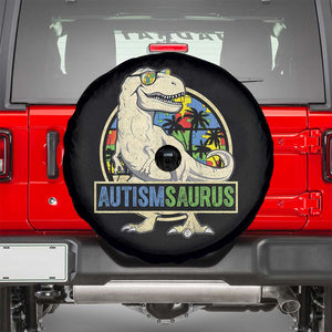 Funny Autism Awareness Dinosaur Spare Tire Cover Autismsaurus Puzzle Pieces TS11 Black Print Your Wear