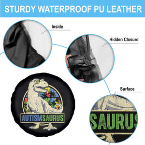 Funny Autism Awareness Dinosaur Spare Tire Cover Autismsaurus Puzzle Pieces TS11 Print Your Wear