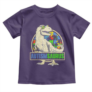 Funny Autism Awareness Dinosaur Toddler T Shirt Autismsaurus Puzzle Pieces TS11 Purple Print Your Wear
