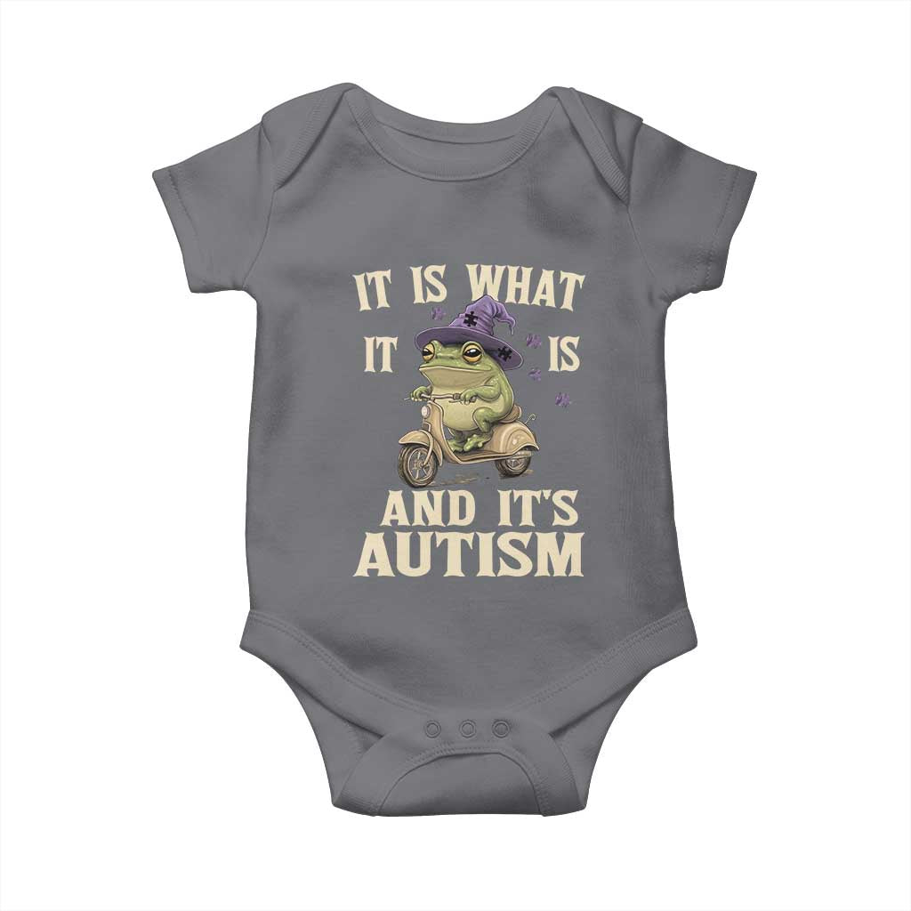 Funny It Is What It Is And It's Autism Baby Onesie Meme Autism Awareness Frog TS11 Charcoal Print Your Wear