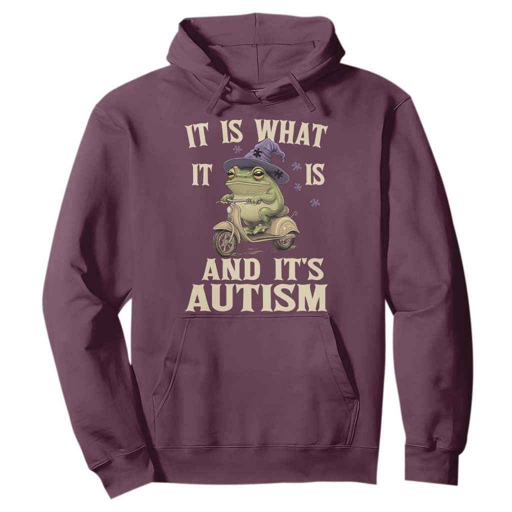 Funny It Is What It Is And It's Autism Hoodie Meme Autism Awareness Frog TS11 Maroon Print Your Wear