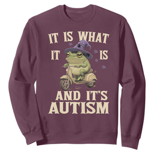 Funny It Is What It Is And It's Autism Sweatshirt Meme Autism Awareness Frog TS11 Maroon Print Your Wear