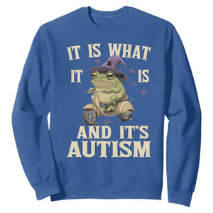 Funny It Is What It Is And It's Autism Sweatshirt Meme Autism Awareness Frog TS11 Royal Blue Print Your Wear