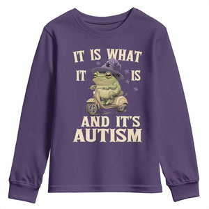 Funny It Is What It Is And It's Autism Youth Sweatshirt Meme Autism Awareness Frog TS11 Purple Print Your Wear