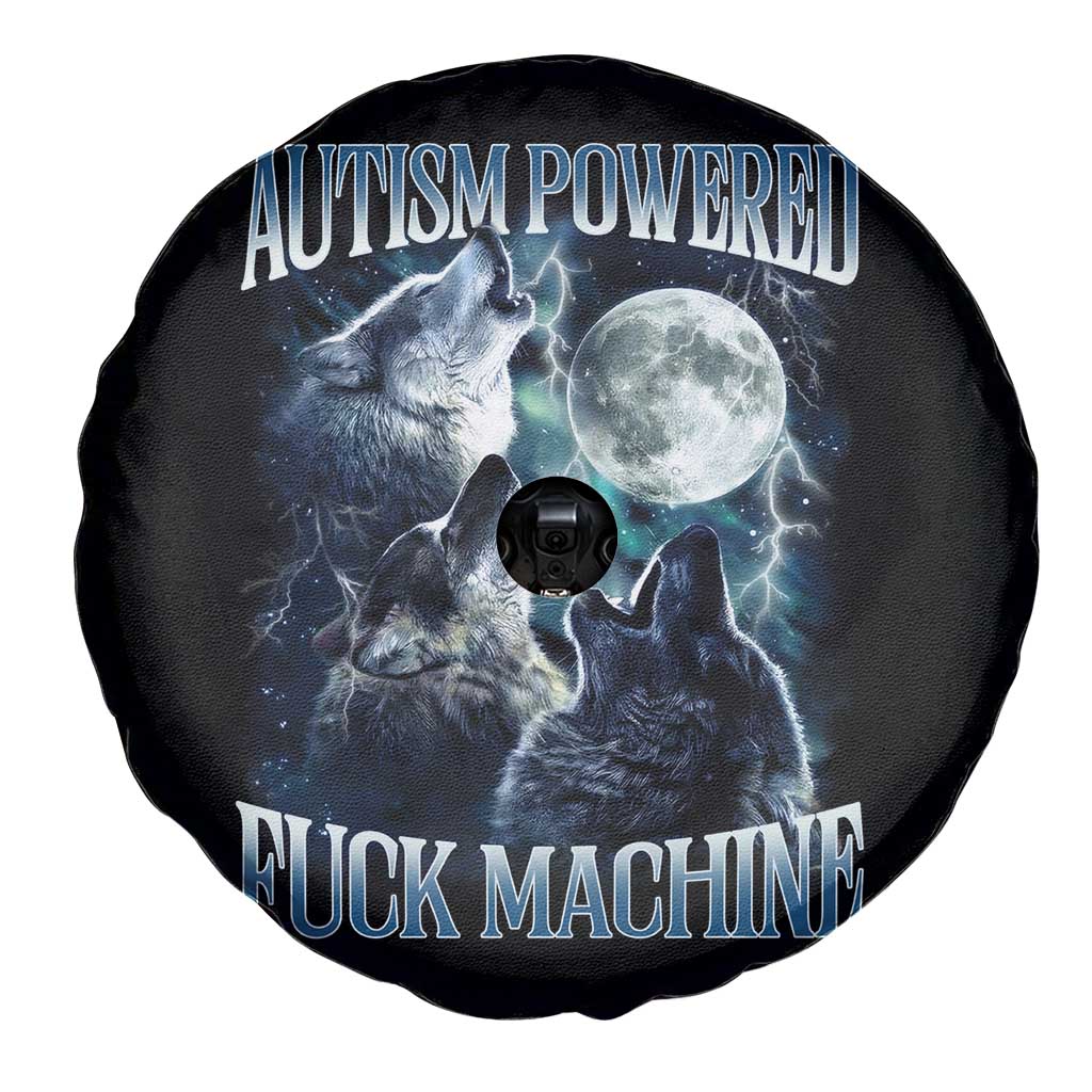 Funny Autism Powered Fuck Machine Spare Tire Cover Autism Quote Alpha Wolf TS11 Print Your Wear