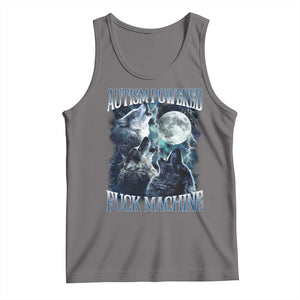 Funny Autism Powered Fuck Machine Tank Top Autism Quote Alpha Wolf TS11 Deep Heather Print Your Wear