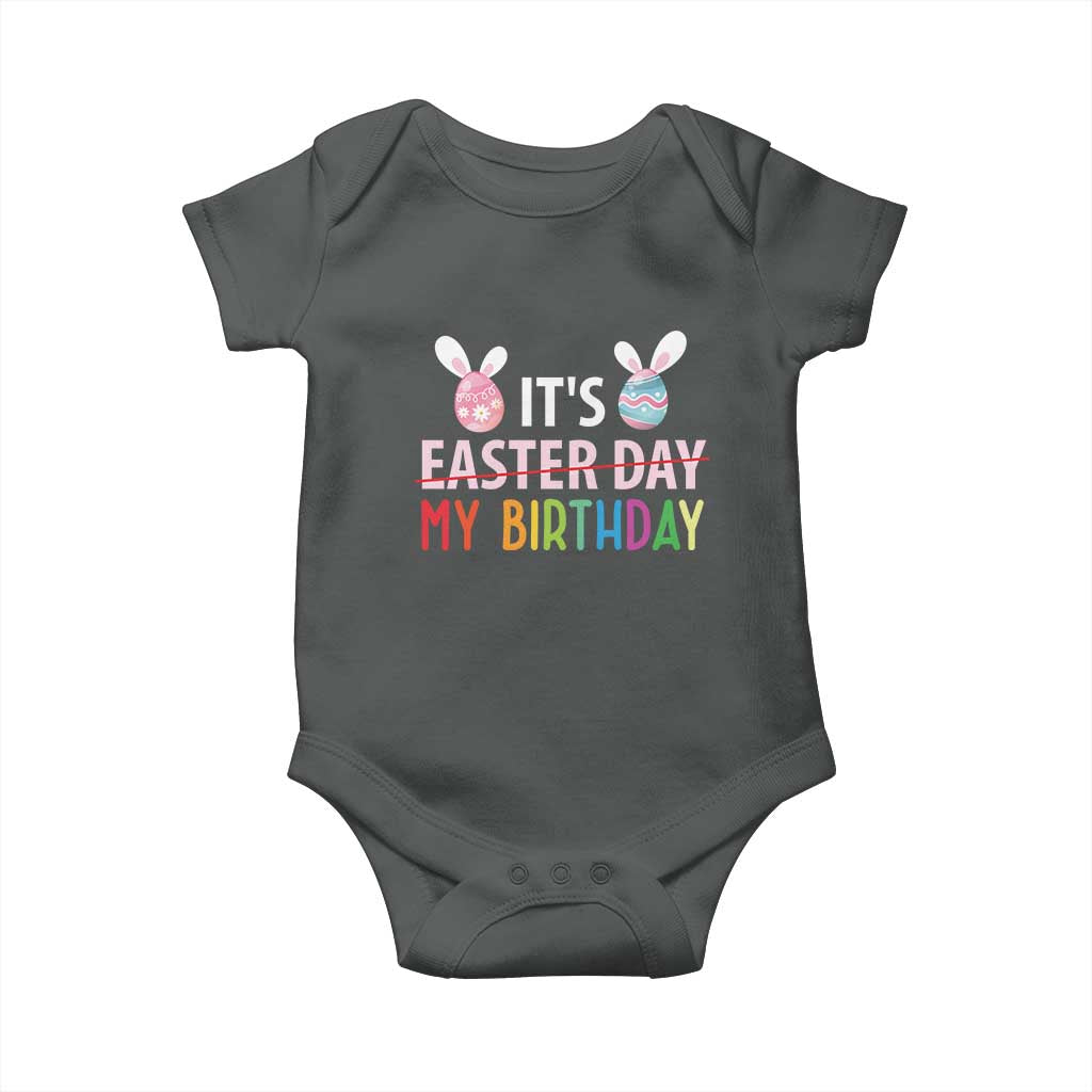 Funny It's My Birthday Easter Day Baby Onesie Rabbit Eggs TS11 Dark Heather Print Your Wear