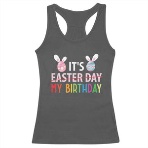 Funny It's My Birthday Easter Day Racerback Tank Top Rabbit Eggs TS11 Dark Heather Print Your Wear