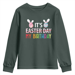 Funny It's My Birthday Easter Day Youth Sweatshirt Rabbit Eggs TS11 Dark Forest Green Print Your Wear